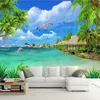 Custom 3D Po Wallpaper Beach Sea View Coconut Trees Scenery Wall Painting Living Room Sofa TV Background Mural Wall Paper 210722