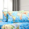 World Map Duvet Cover Set Blue Double Queen King Bedding Set Single Twin Full Size Bedclothes For Child Kid Boy Teen Adult 210706