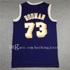 Вышивка винтажная майка Purple 73# Rodmanjersey Scottie# 33 Pippen Jerseys Dennis 91# Rodman Jersey White Black Red Спортивные рубашки сшиты