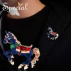 Special Fashion Enamel Brooches Pin Lovely Horse Brooch Bouquet Animal Wedding Jewelry 2021 Gifts for Women S1727B