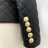 Costumes pour femmes Blazers en cuir de haute qualité femmes à double boutonnage Lion boutons veste mince dames élégantes Blazer Femme