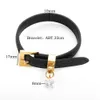 Luxury Genuine Leather Bracelet Bangle with Big Cz Stone for Woman Man Adjustable Watch Belt Wristband Wedding Jewellery Gifts Q0717