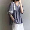 Koszula Koszula Słodkie Koronki Szycia Dziecko Luźne Top Lato Koreańska Moda Damska Odzież 210520