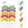 5 Pairs Mix Color False Eyelashes for Dolls Artificial Mink Colored Rainbow Lashes Cosplay Makeup Beauty Party 10 sets J016
