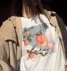 ピックピーチ日本のファッション審美的なグランジTシャツ原宿ストリートスタイル70Sビンテージカワイイ夏の女性ホワイトティーTシャツ210518