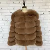 Kvinnors päls kvinnors faux naturliga 60 cm riktiga kappa kvinnor vintervästjacka mode silm outwear coat