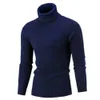 Pulls tricotés pour hommes pull hommes tricots décontracté hiver couleur unie col roulé à manches longues torsadé tricot pull mince