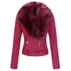 Geschallino Vinter Kvinnors Jacka Tjock Varm Faux Suede Short Coat Avtagbar Faux Fur Collar Leather Jackor Outwear 211110