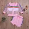 Vêtements pour enfants ensemble arc-en-ciel Stripe Transparent Mabet Vest Shorts 3 PCS Girl Sun Protective Tentifit Clothes Summer 6955042