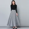 Vintage Artı Boyutu Sonbahar Bahar Uzun Etekler Kadınlar Yüksek Bel Maxi Zarif Ofis Lady Wark Ekose Streetwear 210421