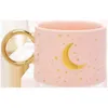 MDZF SWEETHOME 300ml Moon Sun Ceramic Mug Gold Handgrip Coffee Milk Cup Creative Home Office Water Cup Couple Gift 210409