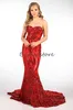 Splendido vestito da ballo rosso con paillettes Sirena glitterata Abiti da sera taglie forti Bling Luxury Abiti da festa lunghi per la laurea Abiti africani da soir￩e Abiti lunghi formali