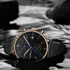 Crrju男性腕時計トップ高級クロノグラフステンレス鋼メッシュ腕時計ミリタリー防水日クォーツ時計腕時計Relogio Masculino 210517