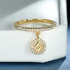 Wedding Rings Cute Female Crystal Round Pendant Ring Promise Gold Silver Color Engagement Charm Zircon Stone For Women