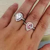 Classic Wedding Ring Fine Jewelry 925 Sterling Silver Pear Cut White Topaz CZ Diamond Gemstones Eternity Female Women Engagement B8117615
