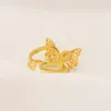 Diamantring med sidofena 22k Fine Solid Gold 18ct Thai Baht G / F Pretty Butterfly Cut CZ Luxury Ladies Band Bridal Daith Justerbar