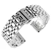 Luxe Argent 20/22/24mm Solide En Acier Inoxydable Bracelet Bouton-poussoir Caché Fermoir Réglable Hommes Montres Bracelet Remplacer Bracelet H0915