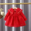 2021 Wiosna Księżniczka Koronki Baby Girl Dress Dla Maluch Dziewczyny Odzież 1 Rok Baby Birthday Party Tutu Dresses 0-3Y Baby Clota G1129