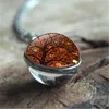 Fashion Double Sided Glass Ball Pendant Tree of Life Necklace Art Painting Bamboo Link for Women Jewelry