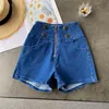 Fashion Summer High-Waist Shorts Jeans Kvinnors Slim Sexiga Casual Solid Denim Womens Bottoms Buttocks 210420