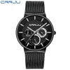 Mężczyźni Zegarek CRRJU Ultra cienkie zegarki dla mężczyzn Luksusowa Wodoodporna Data Męska Siatka Pasek Casual Kwarcowy Zegarek Biały Sport Wristwatch 210517