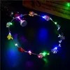Flashing LED Strings Glow Flower Crown Headbands Light Party Rave Floral Hair Garland Luminous Wreath Wedding Flowers Gifts ZWL382