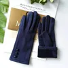 Gants de sport hiver pour femmes écran tactile longs femmes coton chaud daim bouton élastique dames