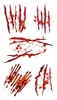 Tijdelijke Fakes Tattoo Sticker Horrorble Wond Bloed Letsel Litteken Fake Tattoos Decals voor Arm Face Bodys Benen Tieners Childs Party Halloween Makeup Art 3 stks / set