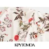Kpytomoa Vrouwen 2021 Mode Floral Print Cozy Wide Pen Broek Vintage Hoge Elastische Taille Vrouwelijke Enkellebroek Mujer Q0801