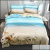 Sängkläder Sätter Tillbehör Hem Textil Trädgård Grön Sängkläder Duvet Er Set Quilt Väska och kudde Shams 140x210cm King Queen FL Twin Size Bäddar