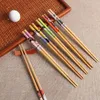 Chopsticks 5PAirs handgjorda porslin verktygspaket gåva japanska maid naturliga pinnar bambu uppsättning för kök hem el