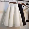 Nomikuma Vårnät Plaid Hollow-out kjolar Koreanska Högt midja A-Line Kvinnor Kjol Fashion Space-Cotton Faldas Mujer 6g107 210427