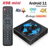 X98 Mini 2GB 16GB Smart TV Box Android 11 x98mini amlogic S905W2 Quad Core 2.4g 5G WiFi 100m 4K 60FPS Media Player