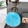 Fashion Rabbit Fur Ball Keychain Pendant Round Plush Keychains Key Chain Luggage Decoration Keyring Jewelry Gift 8CM
