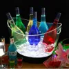 Clear Plastic Ice Bucket with Handles Wine Champagne Bottle Storage Cooler 4L