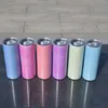 Stok ABD 20 oz süblimasyon düz sıska tumbler güneş ışığı algılama paslanmaz çelik yalıtımlı vakum UV renk değişen bardaklar kapak saman ile diy cutsom logosu