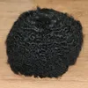 Indiskt mänskligt hårersättning Afro Wave Man -enhet 8mm 10mm Full spetsbaserade Toupees för Black Men306G