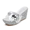 2020 Summer New Wees Sandals Women Sexy Crystal Transparent High Heels PVC Slippers String Bead Slippers Fashion Shoes X0728