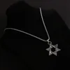 Collares colgantes KPOP Estrella de David Israel Cadena para hombres Mujeres Judaica Color Plata Hip Hop Largo Joyería Judía Niños Gift240R