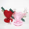 Red heart shape Glass Beaker Bong hookah Smoking Glass Pipes Recycler Dab Rigs Water Bongs With 14mm Bowl