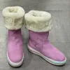 Bottes de genou en fourrure de styliste, bottes plates en daim, cuir de veau, chaussures à fleurs d'hiver, en peau de mouton, chaudes, de luxe, à la mode