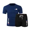 T-shirt homme + short en coton Bmw m marque à la mode été sweat costume décontracté vêtements de sport h 2023