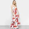 Sleeveless Floral Print Spaghetti Strap V Neck Long Dress Women Casual Loose Backless Plus Size Streetwear Beach Boho Dresses 210608