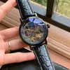 Sapphire Skeleton Orologio automatico da uomo Sun Moon Phase Mens Orologi meccanici Top Orologi da polso Cinturino in pelle 15584 BDFL302W