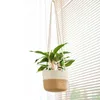 Handwoven Hanging Planter Plant Basket with Jute Cotton Cord Indoor Flower Pot Macrame Storage Organizer Home Decor 211130