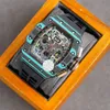 11-03 Montre de Luxe Mens Watches 50x40mm Mouvement mécanique automatique Case de carbone Strap de bracelet Caoutchouc