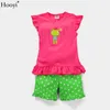 여름 소녀 잠옷 양복 개구리 어린이 의류 아기 소녀 의류 Pijamas 아이 파자마 유아 홈 옷 티셔츠 210413
