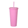 22OZ SKINNY TUMBLERS Matte Colored Acrylic Tumblers with Lids and Straws Double Wall Plastic Resuable Cup Tumblers 10 pcsDHL