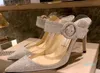 Echte Lederen Stiletto Gehakken Puntschoen Heldere Plastic Muilezels Sandalen Zilveren Crystal Hoge Hakken Pumps Bruiloft Schoenen