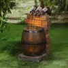 Decorações de jardim acessórios resina garrafa de vinho e barril ao ar livre fonte de água escultura rústica jardim cachoeira decoração